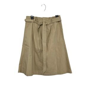 NWT J. Crew Tan Paper-Bag Waist A-Line Belted High Rise Midi Skirt Size 6 Small